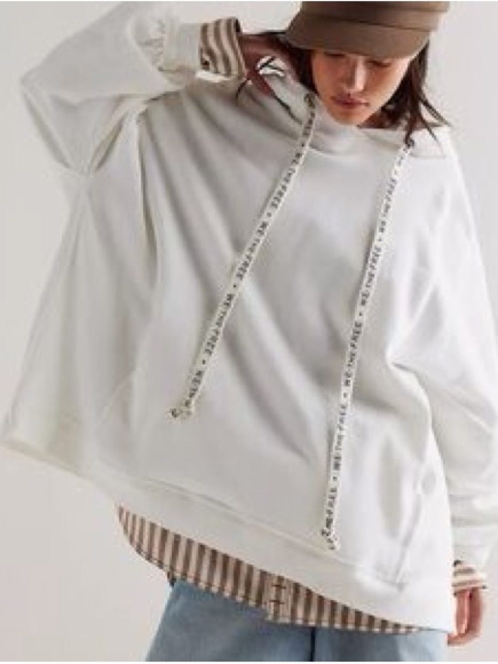 Free People White Oversized Hoodie